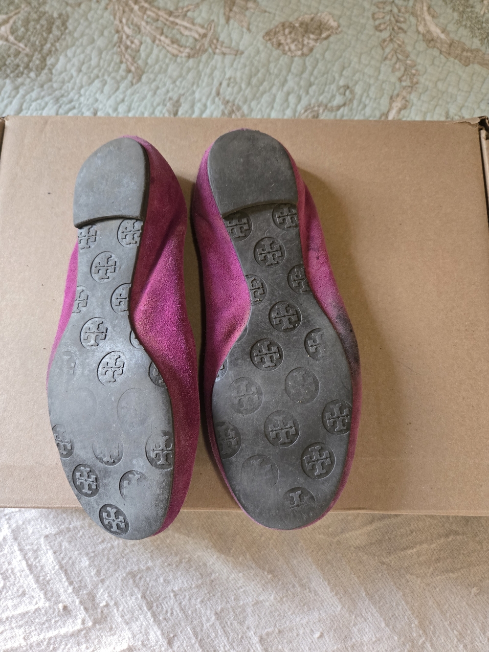 Tory Burch Dark Pink Suede Reva Flats - Picture 5 of 6
